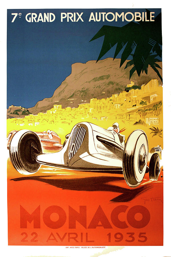 Monaco Grand Prix Poster 1935, Won By Mercedes-benz W25b Photograph by