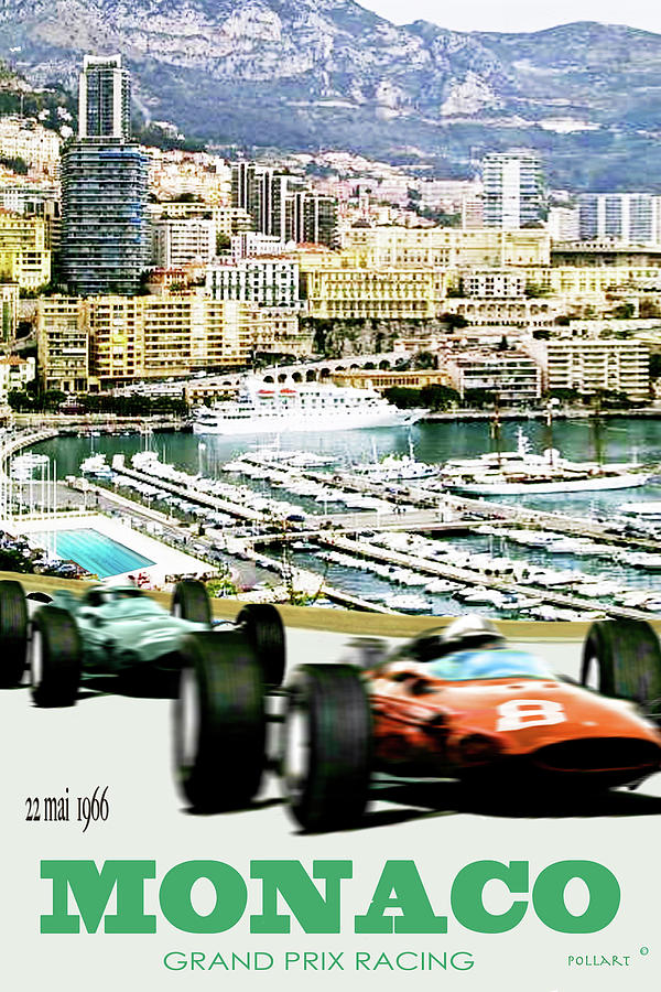 Steve Mcqueen Mixed Media - Monaco Grand Prix Racing poster - original art work by Thomas Pollart