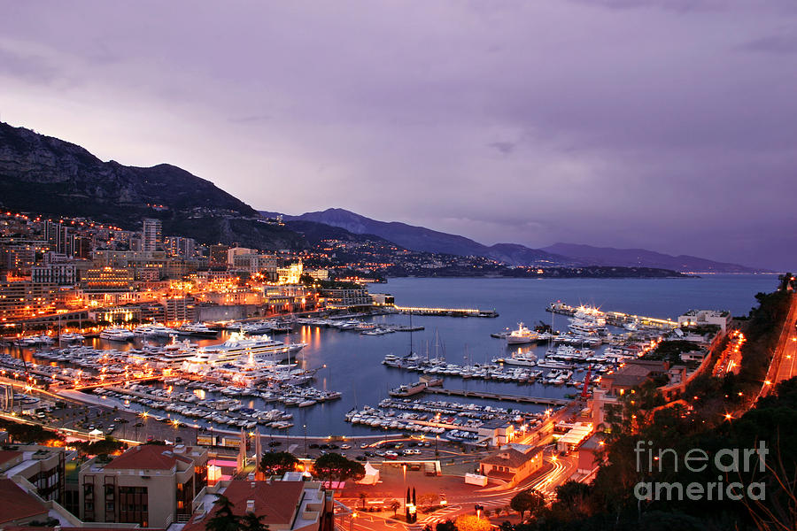 Monaco Harbor at Night Photograph by Matt Tilghman
