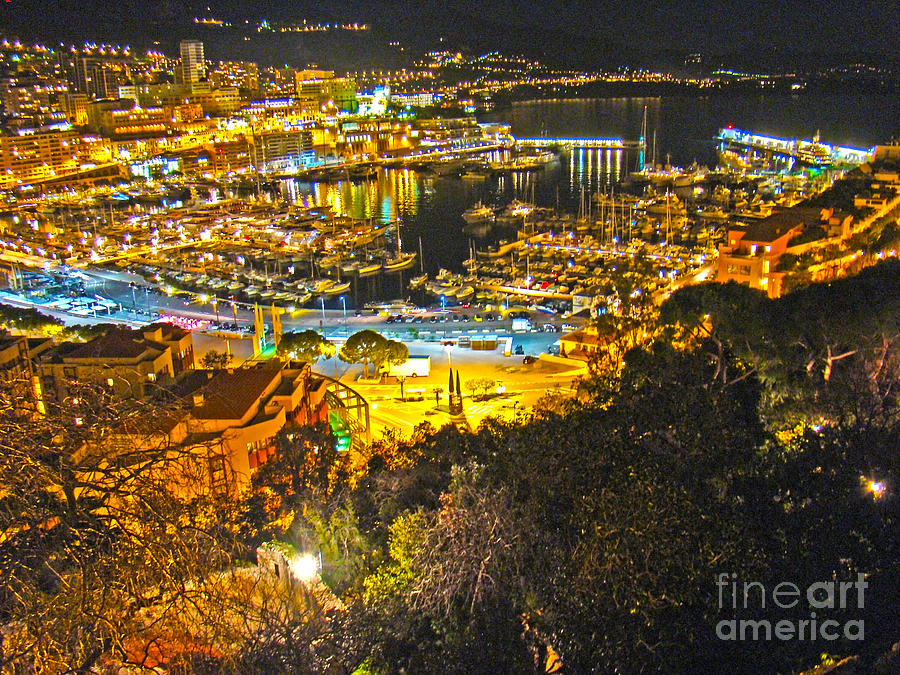 Monaco Marina At Night Photograph by Al Bourassa
