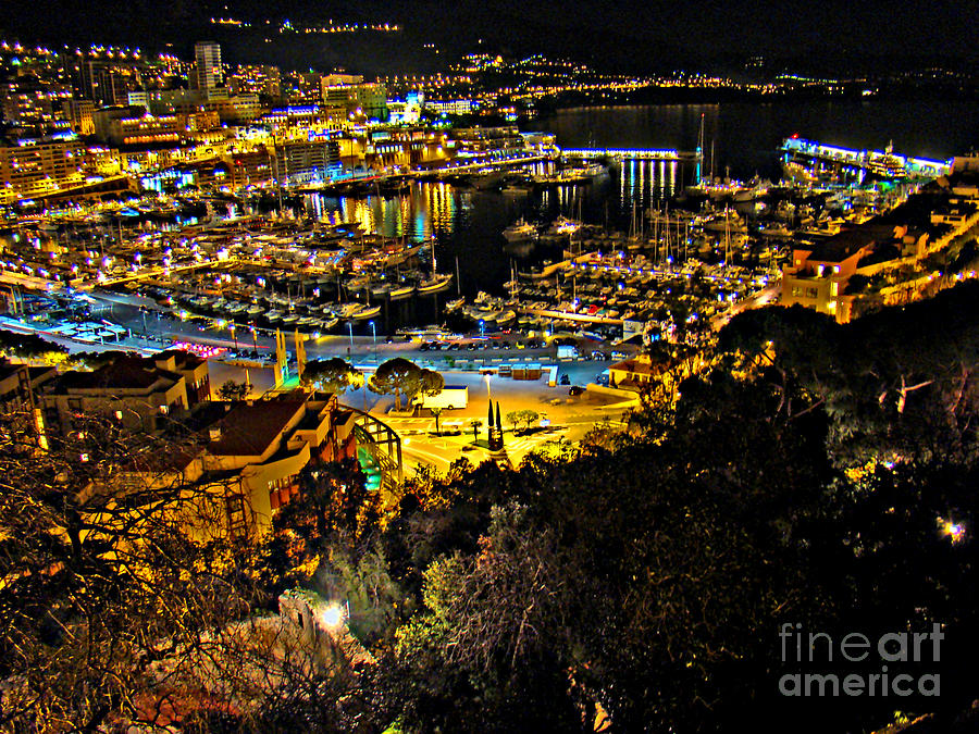 Monaco Marina At Night II Photograph by Al Bourassa