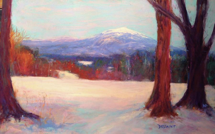 Winter Painting - Monadnock Aglow by Linda Dessaint