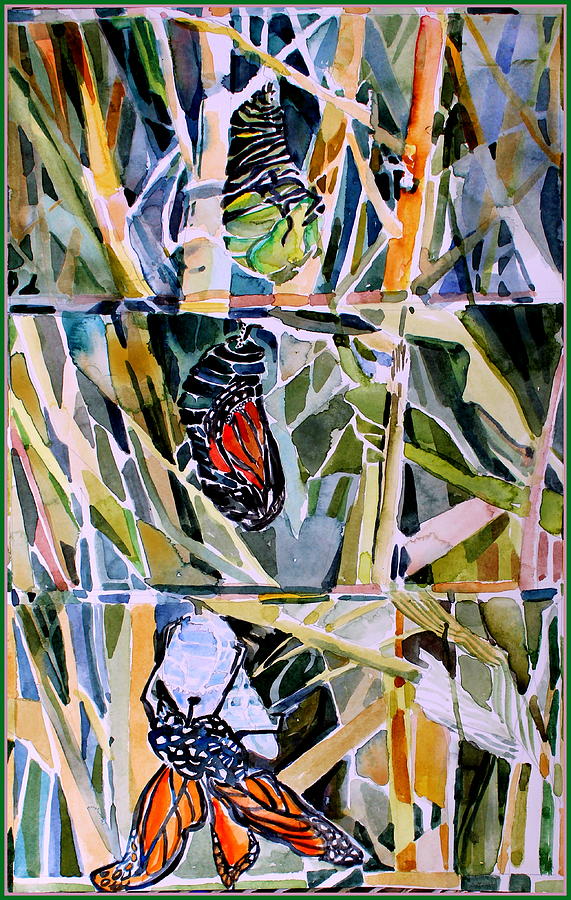 Monarch Butterfly Life Cycle Painting by Mindy Newman