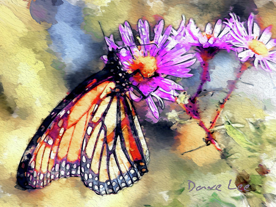 Monarch On Lavender Mixed Media by Dave Lee