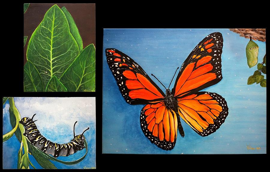 Nature Painting - Monarch Transformation by Vivian Casey Fine Art