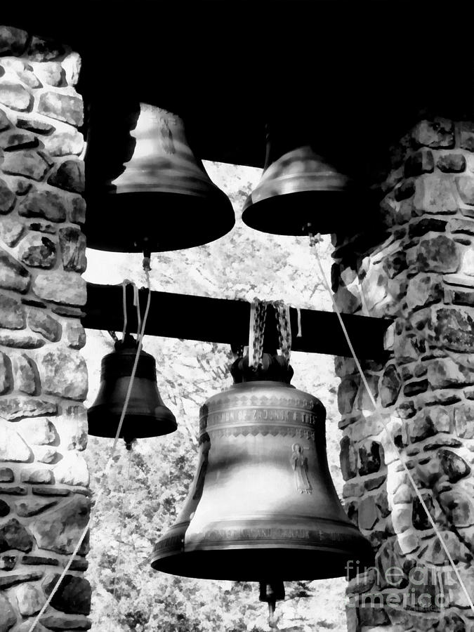 Black And White Photograph - Monastery Bells by Janine Riley