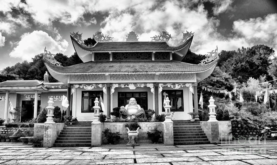 Monastery Entrance Da Lat Black White  Photograph by Chuck Kuhn