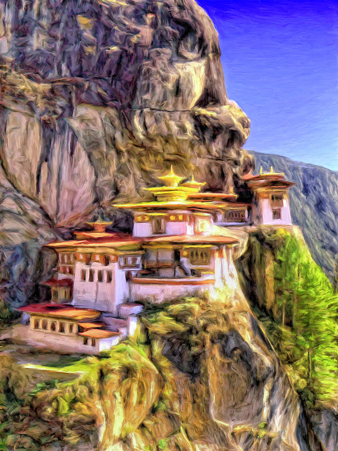 Monastery in Bhutan Painting by Dominic Piperata