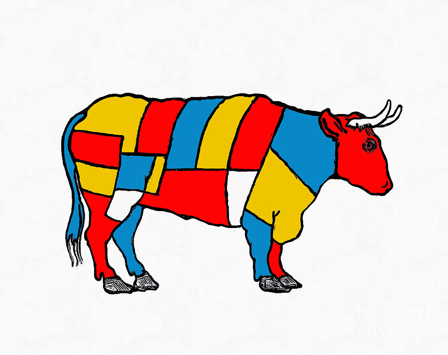 Bull Painting - Mondrian Cow by Edward Fielding