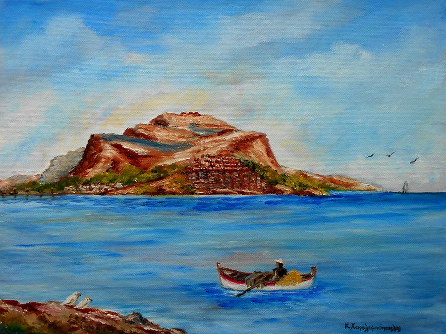 Monemvasia Painting by Konstantinos Charalampopoulos