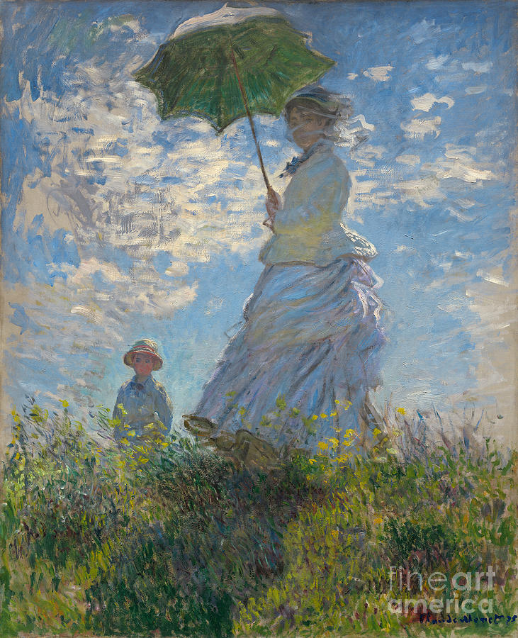 Monet , Woman with a Parasol  Painting by Celestial Images