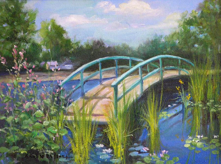 Monet's Bridge, Denver Botanic Gardens Painting by Barbara Couse Wilson