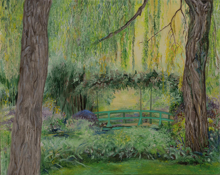 Tree Painting - Monets Bridge by Kathy Knopp