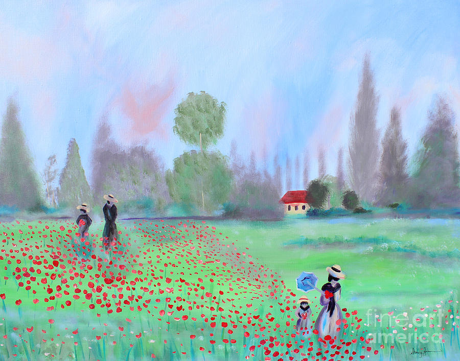 Monets Field of Poppies Painting by Stacey Zimmerman