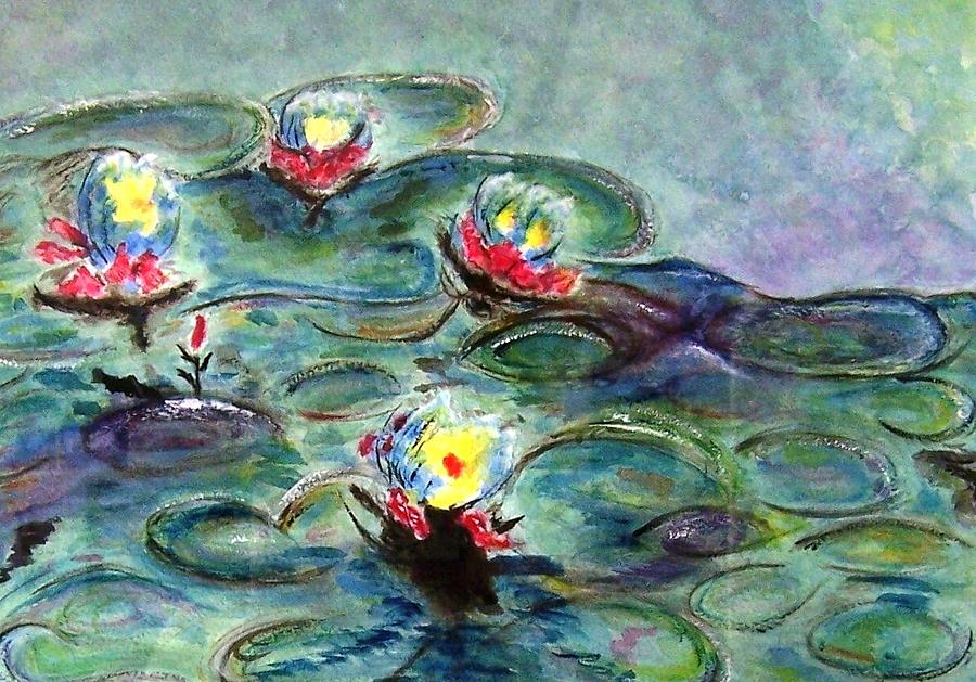 Monets Lilies on Pond Painting by Jamie Frier