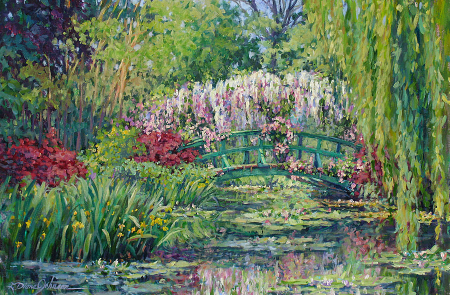 Flower Painting - Monets Pond in Spring by L Diane Johnson