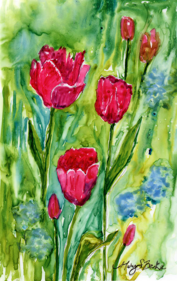 Monets Tulips Painting by Mary Benke
