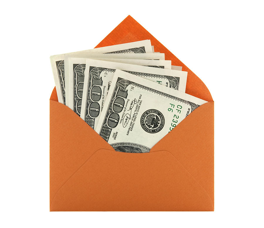 Money Photograph - Money in an orange envelope by GoodMood Art