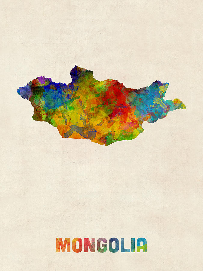 Mongolia Watercolor Map Digital Art by Michael Tompsett