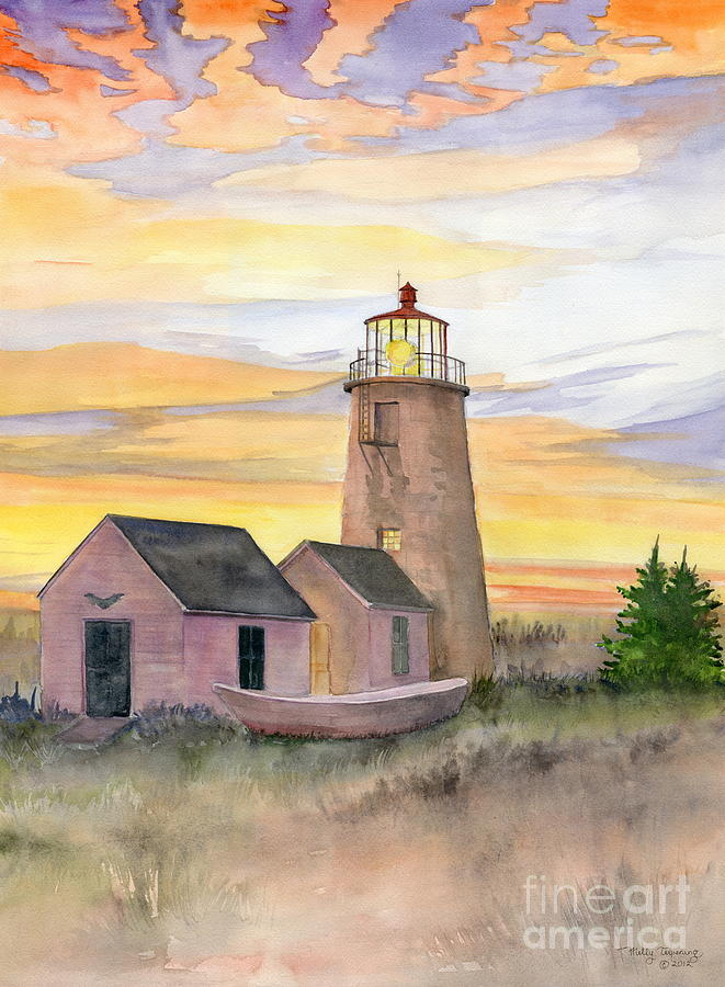 Monhegan Island Lighthouse Painting by Melly Terpening