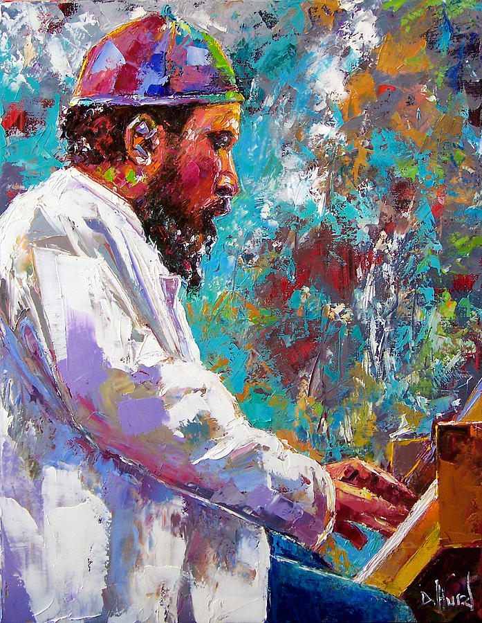 Jazz Portrait Painting - Monk Live by Debra Hurd
