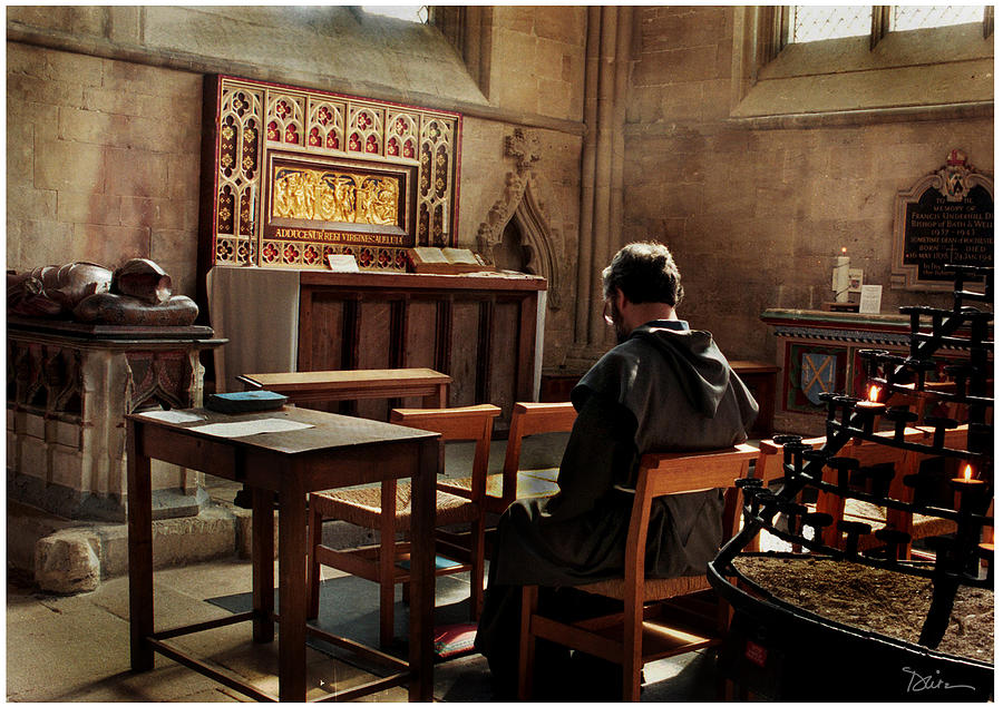 Monk Praying in Wells Cathetral Photograph by Peggy Dietz
