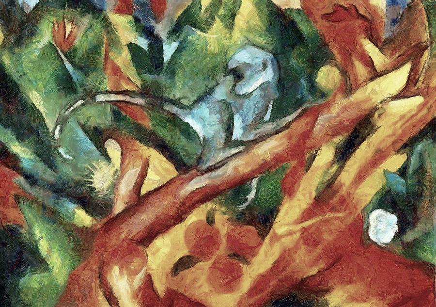Monkey After Franz Marc 1912 Painting by Taiche Acrylic Art