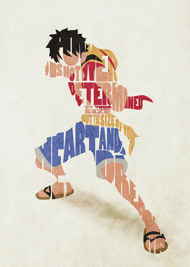 Fantasy Digital Art - Monkey D. Luffy Typography Art by Inspirowl Design