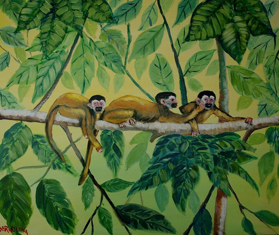 Monkey Games Painting by Jean Pierre Bergoeing