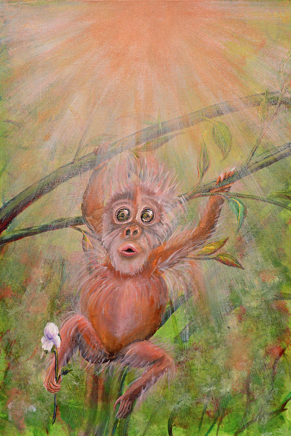 Monkey In Love Painting by Medea Ioseliani