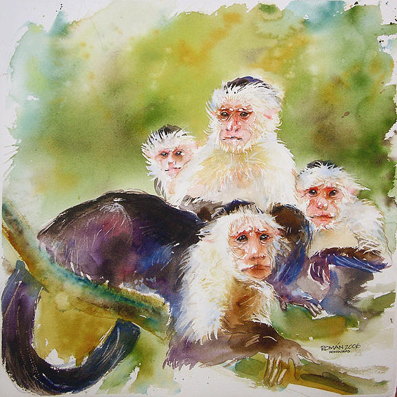 Monkey White Face Painting by Cesar Roman Murillo Fine Art America