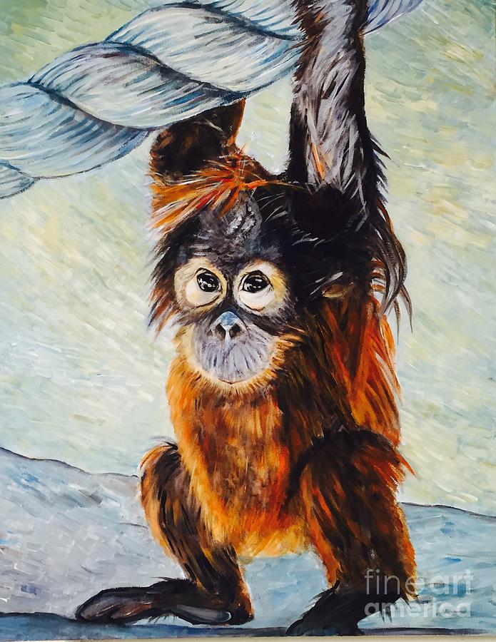Monkey Painting - Orangutan by Yuanyuan Wang
