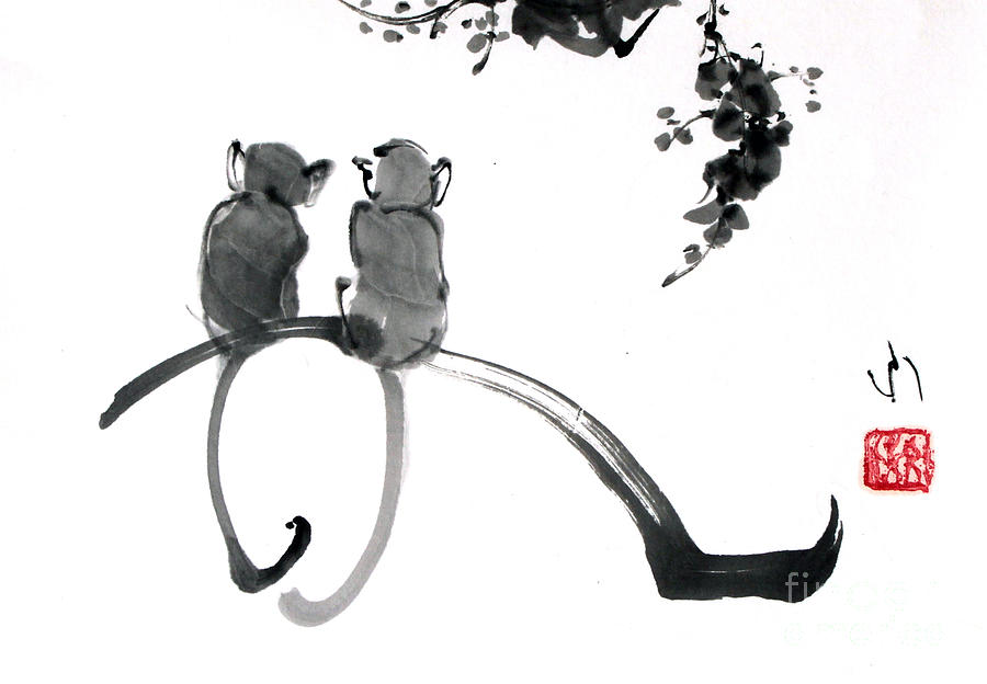 Monkeys Painting by Fumiyo Yoshikawa