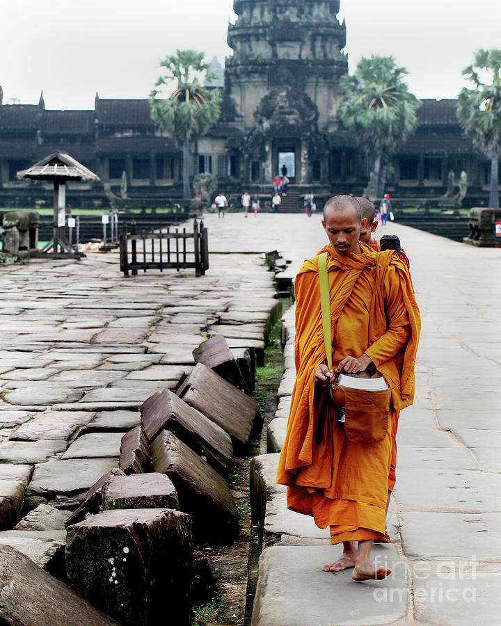 Monks Angkor Wat Digital Art by Darcy Dietrich