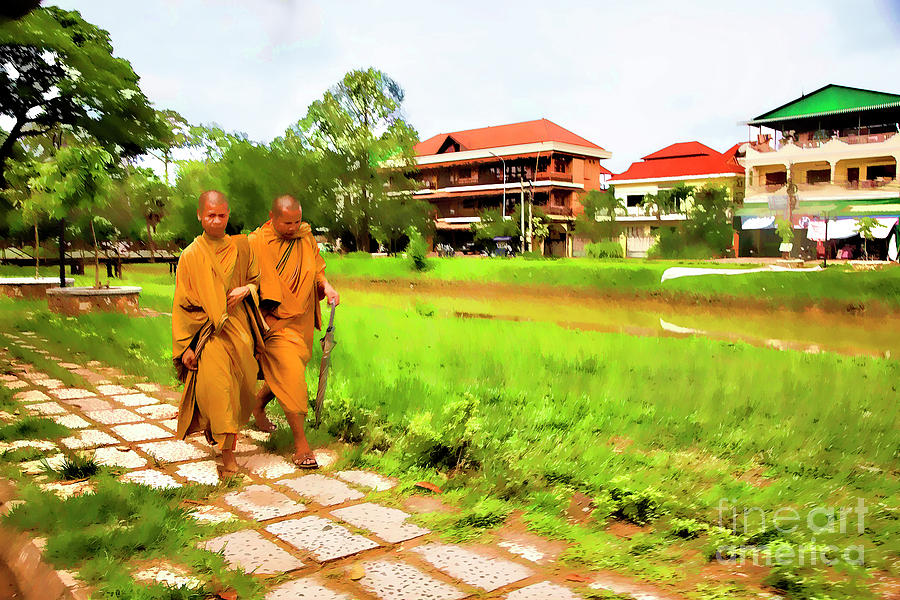 Monks Digital Paint Filters  Photograph by Chuck Kuhn