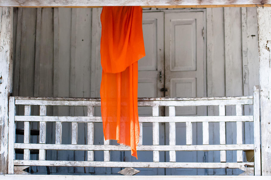 Monks robe hanging out to dry, Luang Prabang, Laos Photograph by Neil Alexander Photography