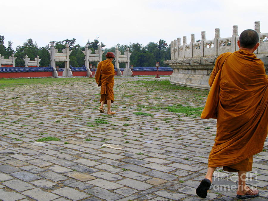 Monks Stroll Photograph by Nieves Nitta