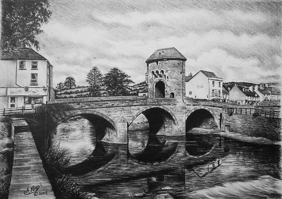 Monnow Bridge Drawing by Andrew Read