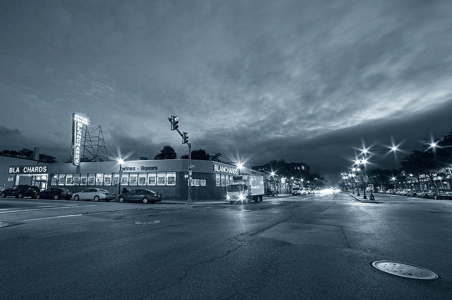 Monochrome Blue Brighton Ave Packards Corner Allston MA Photograph by Toby McGuire