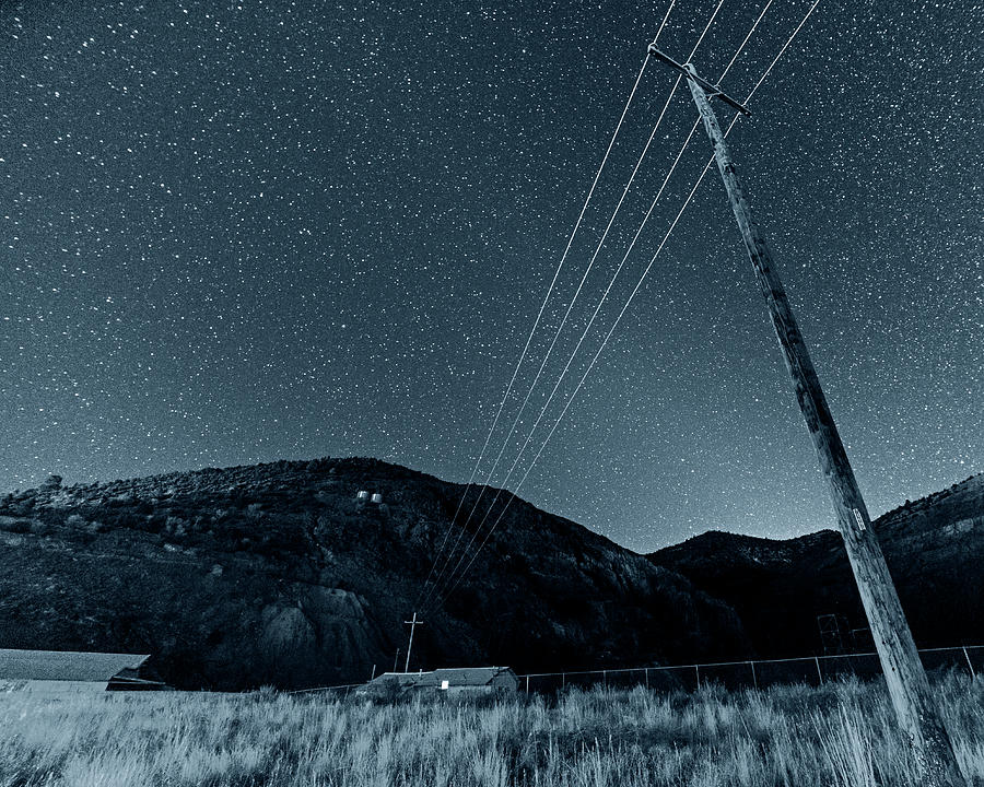 Monochrome Blue Nights Jerome Arizona Ghost Town Starry Skies Mining Town Photograph by Toby McGuire