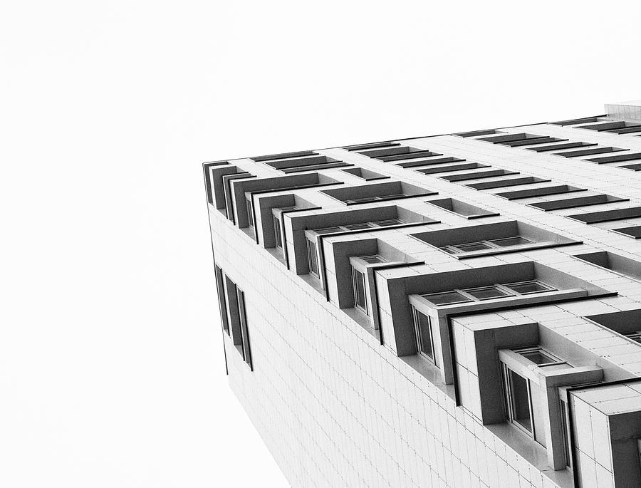 Black And White Photograph - Monochrome Building Abstract 4 by John Williams