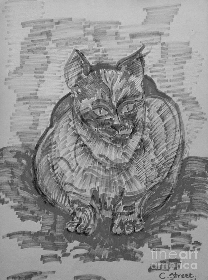 Monochrome Cat Drawing