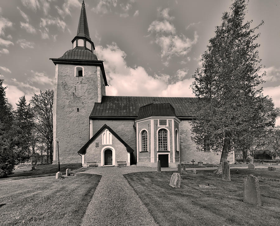 Black And White Photograph - Monochrome Enkopingsnas Church May by Leif Sohlman
