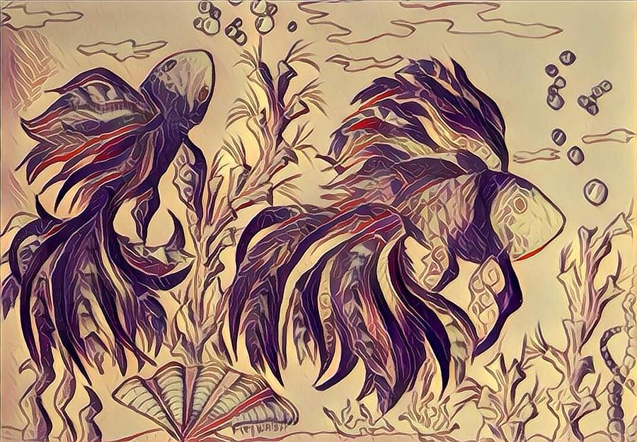 Monochrome fish Digital Art by Megan Walsh