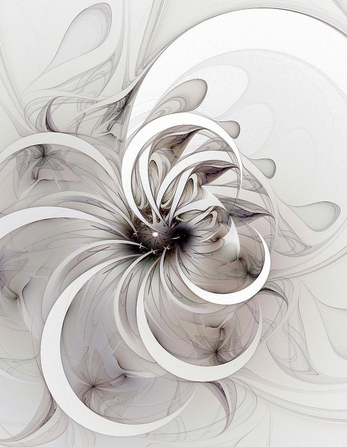 Abstract Digital Art - Monochrome flower by Amanda Moore