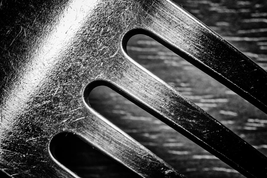 Monochrome Kitchen Fork Abstract Photograph by John Williams