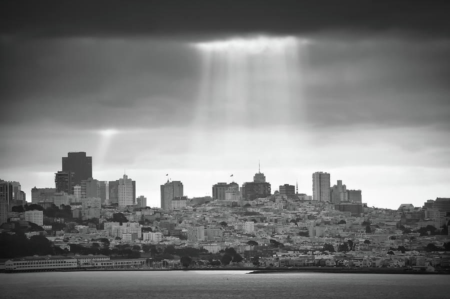 Monochrome Lights over San Francisco California Photograph by Gregory Ballos
