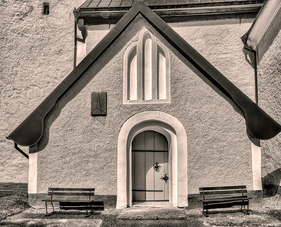 Monochrome toned Entre To Enkopingsnas Church May Photograph by Leif Sohlman
