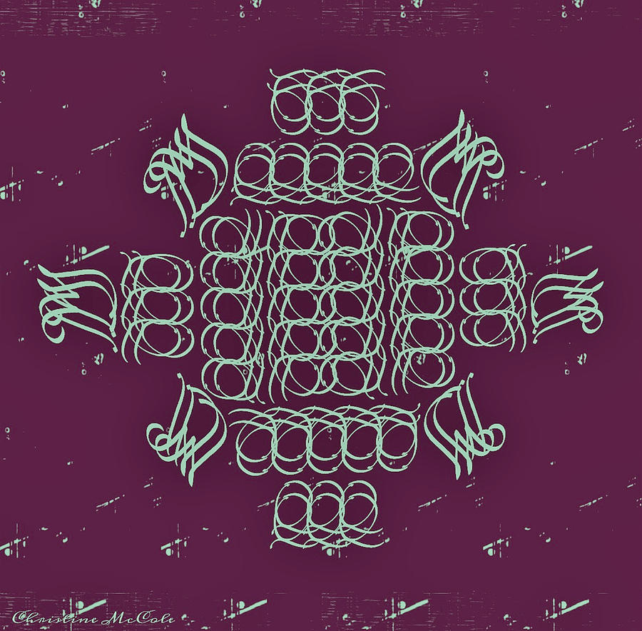 Monogram plum slate 1 Tapestry - Textile by Christine McCole