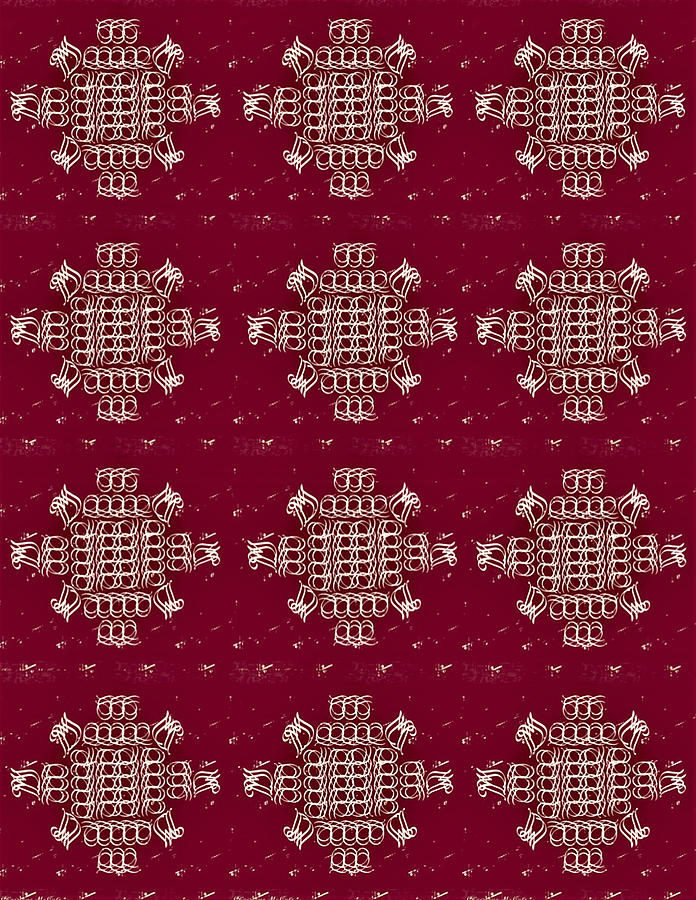 Monogram qm red wine 2 Tapestry - Textile by Christine McCole